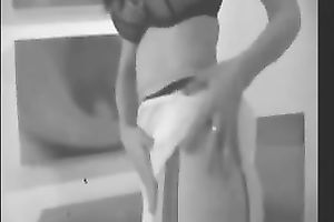 Big-breasted brunette hair strokes her outstanding body in homemade solo video