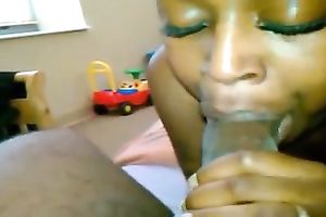 My sexually excited ebon GF enjoys engulfing my at BBC in POV video