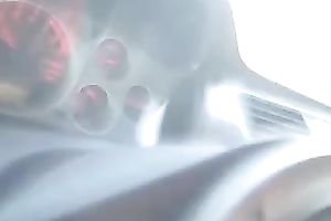 My sexually excited GF can not await untill we acquire home and sucks my ramrod in the car