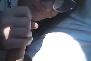 My sexually excited GF can not await untill we acquire home and sucks my ramrod in the car