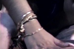 Filthy dark brown acquires her hairy slit nabged from behind