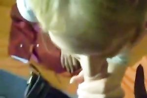 Blonde legal age teenager sweetie eats cum of her boyfriend with a spoon