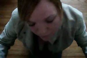 Clothed golden-haired hussy works on my rod in POV movie