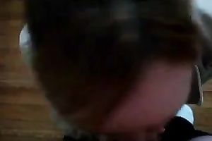 Clothed golden-haired hussy works on my rod in POV movie