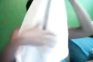Cute dilettante juvenile sweetheart on web camera flashed her unshaved wet crack