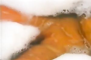 My spicy hot BBC slut with large juicy milk cans likes masturbating in bath