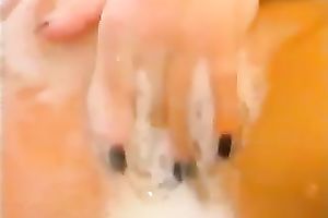 My spicy hot BBC slut with large juicy milk cans likes masturbating in bath