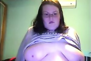 big beautiful woman college legal age teenager from UK is glad to show off her juggs on web camera