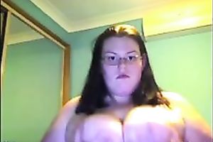 big beautiful woman college legal age teenager from UK is glad to show off her juggs on web camera