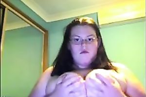 big beautiful woman college legal age teenager from UK is glad to show off her juggs on web camera