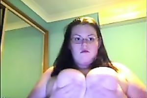 big beautiful woman college legal age teenager from UK is glad to show off her juggs on web camera