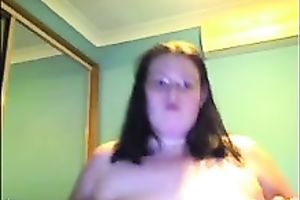 big beautiful woman college legal age teenager from UK is glad to show off her juggs on web camera