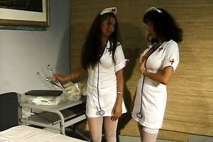 Burning hot and curvy Latina nurses make out in lesbo way