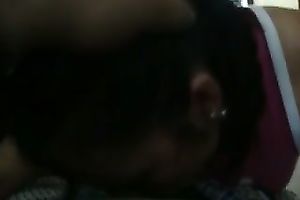 Cute and sexually excited dark brown latin chick blowing my schlong on livecam