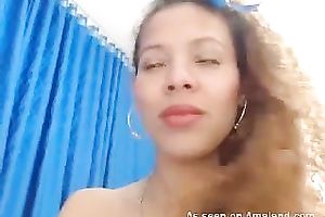 Horny Latina showing her arse and hirsute bawdy cleft on web camera