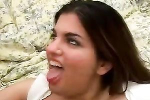 Beautiful and corpulent brunette hair playgirl getting lascivious and wild