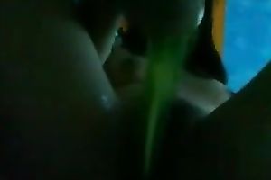 Latina dilettante legal age teenager playgirl playing with a very lengthy fake penis