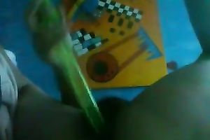 Latina dilettante legal age teenager playgirl playing with a very lengthy fake penis