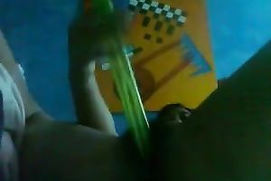 Latina dilettante legal age teenager playgirl playing with a very lengthy fake penis