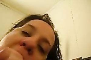 Trashy big beautiful woman is engulfing my large black penis and loving it