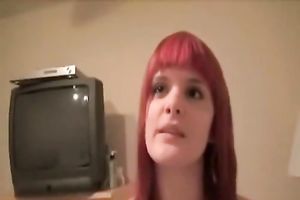 Pink-haired seductress knows how to perform fellatio on her boyfriend