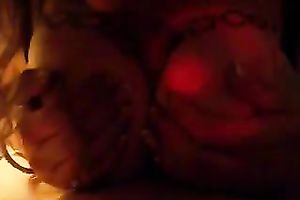 Cute blond babe takes her friend's big corpulent shlong in her throat