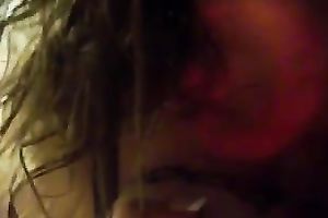 Cute blond babe takes her friend's big corpulent shlong in her throat