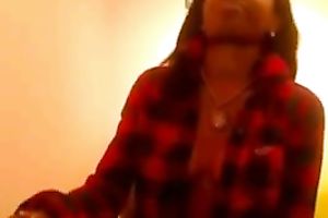 Sweet swarthy white bitch topless on cam shows her large breasts