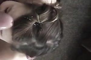 Playful white bitch is engulfing my large dong greedily until I cum on her face