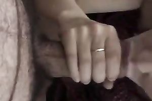 Playful white bitch is engulfing my large dong greedily until I cum on her face