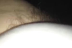 Filthy brown color pubic hair sticking out of her white pants