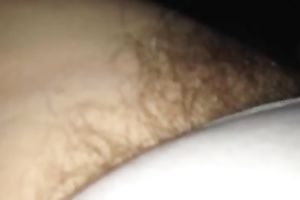Filthy brown color pubic hair sticking out of her white pants