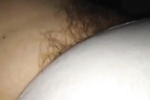 Filthy brown color pubic hair sticking out of her white pants