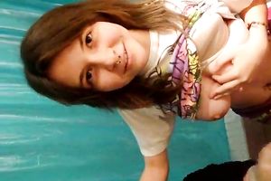 Amateur dirty slut wife allows a dude to play with her teats