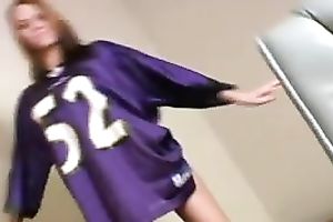 Fair haired breasty legal age teenager fingerfucks her kitty on table