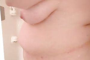 My obese cheating wife with big natural love bubbles enjoys showering in front of me