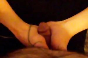 Skinny white milf wench white wife gives me footjob during masturbation