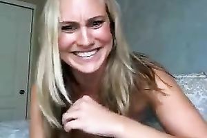 Gorgeously hawt blonde tickles her fanny with her Hitachi wand