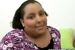 Shy big beautiful woman Latina honey receives her massive saggy mounds licked