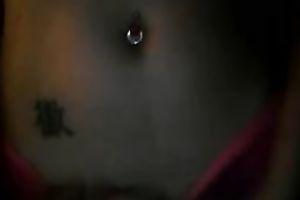 Neat hoe with pierced navel strokes my wang until I cum