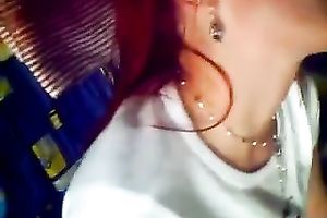 Amazing redhead girlfriend pulls out my cock and sucks it