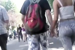 Chick with breath-taking a-hole receives caught on my hidden web camera in the street