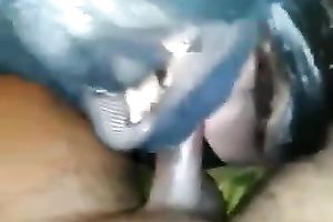 Masked hussy enjoys engulfing my dark shaft in POV movie scene