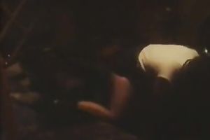 Just a hawt vintage dark brown cutie rides her unshaved boyfriend