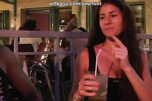 Stunning dark brown honey with great rack copulates her man everywhere