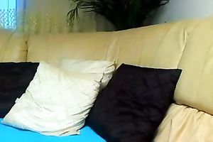 Magnificent brunette hair beauty chats with me on web camera