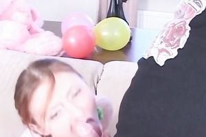 Ugly redhead teen receives facialed after enjoying it unfathomable from behind