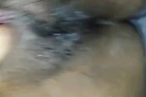 Fucking bushy creamy pussy of my Thai horny white wife on closeup movie