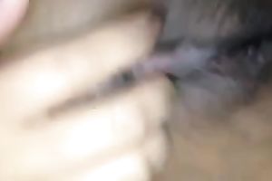 Fucking bushy creamy pussy of my Thai horny white wife on closeup movie