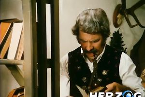 Lewd retro blond groans sweetly whilst fingering her cum-hole